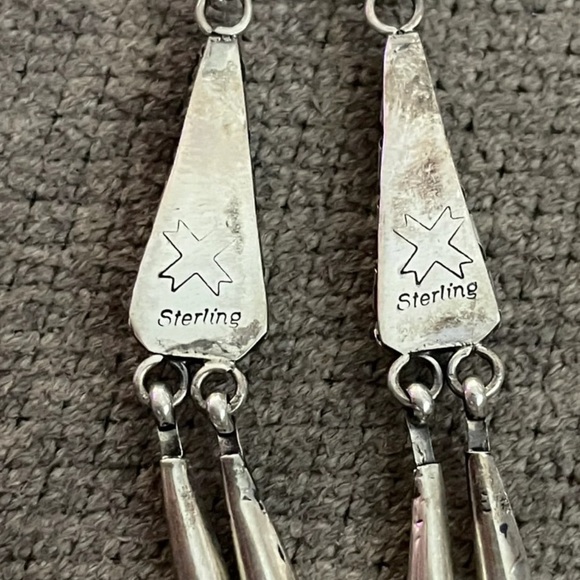 Zuni sterling silver inlaid earrings - Picture 5 of 8